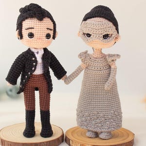 Regency Romance Crochet Pattern PDF for Two Elegant Amigurumi Dolls