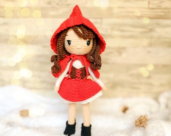 crochet pattern red cape girl/ doll amigurumi/ amigurumi pattern / pattern PDF in english and spanish