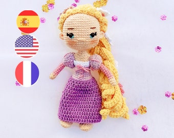 Crochet pattern cloudy hair/ doll amigurumi/ princess amigurumi/ crochet pattern doll/english, spanish and french