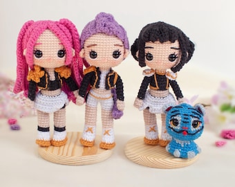 Fantasy Warrior Girls Crochet Pattern PDF 3 Crochet Dolls K-Pop Inspired, Digital Download English and spanish