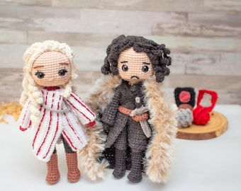 Fantasy Royal Couple Crochet Pattern PDF for Two Mini Amigurumi Dolls Inspired by an Epic Fantasy Saga