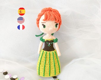 Amigurumi pattern/ doll amigurumi / princess amigurumi/ doll crochet pattern/ english/ spanish / French / Princess doll amigurumi