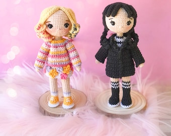 Crochet pattern Enid and Wednesday/ dolls friend amigurumi/ wednesday amigurumi/ enid amigurumi