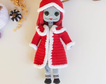 Sally-Amigurumi-Muster. Häkelpuppe für Halloween und Weihnachten, PDF auf Englisch und Spanisch, enthält Zeros Muster.