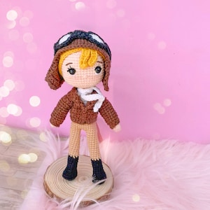 crochet pattern Amelia/ doll Amelia/ Amelia amigurumi/ aviator doll