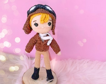 crochet pattern Amelia/ doll Amelia/ Amelia amigurumi/ aviator doll