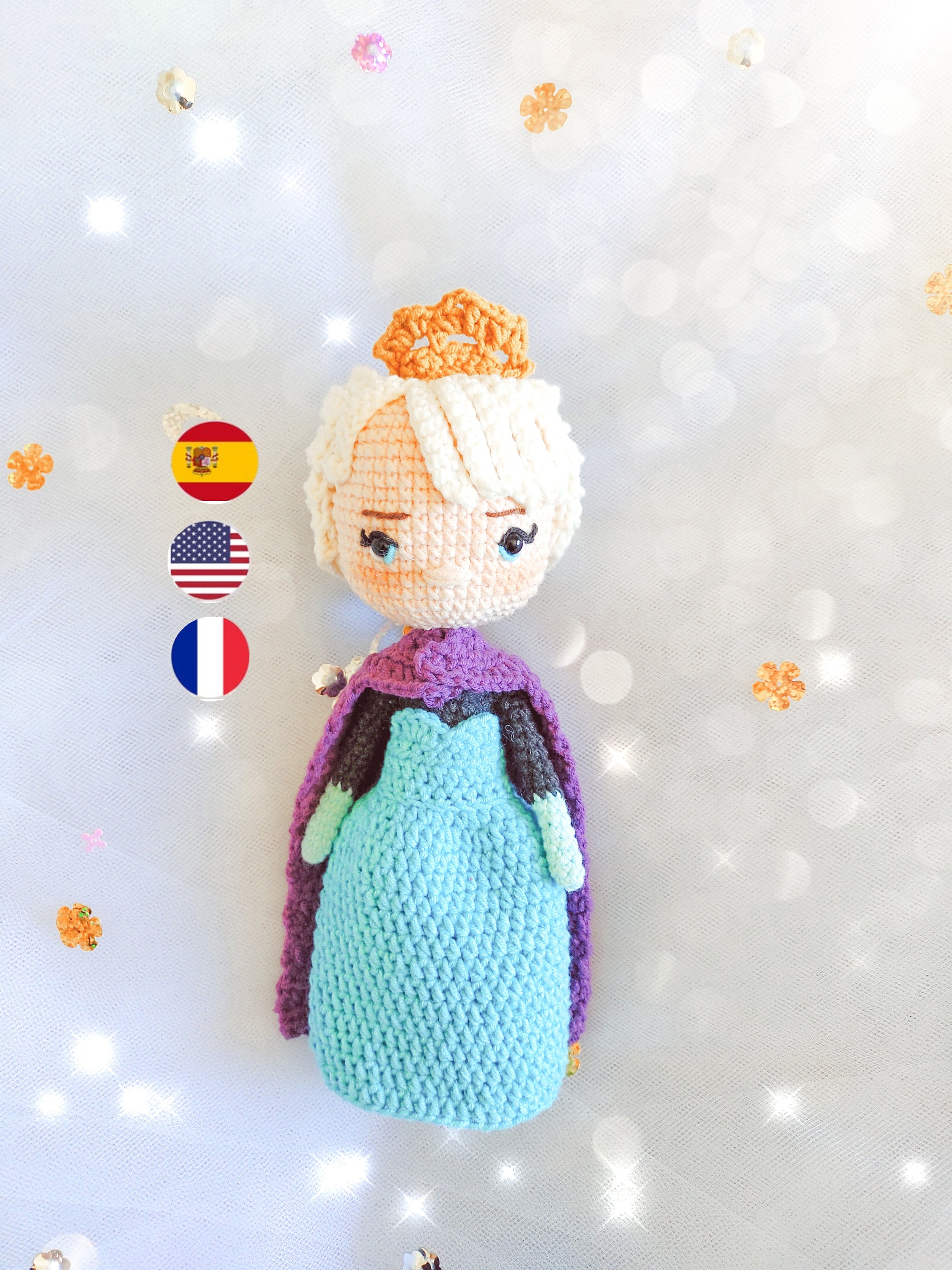 Crochet pattern anna y elsa princess amigurumi PDF english/ | Etsy