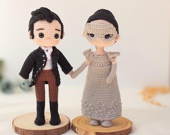 Regency Romance Crochet Pattern PDF for Two Elegant Amigurumi Dolls