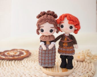 Highland Couple Crochet Pattern PDF, Romantic Amigurumi Dolls, Scottish Inspired Crochet Pattern, Mini Doll Set 13 cm Dolls