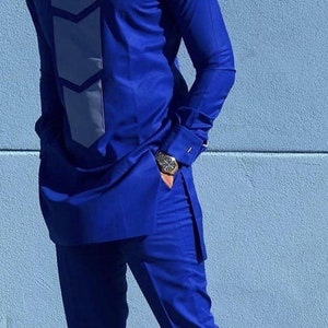 Men's Royal Blue 3 Piece Fashion Formal Suit Slim Fit One Button Prom  Dinner Wear Suit 