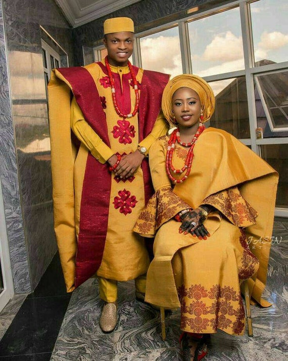 African Traditional Wedding Outfits, African Wedding Outfit, African Men  Clothing, African Women Clothing, African Fashion, African Attire. 