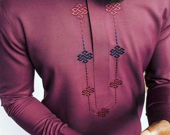 African men clothing, Burgundy suit.