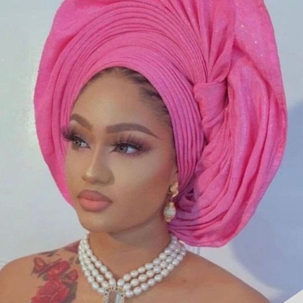 African Aso oke gele, Nigerian auto gele, Nigerian bridal auto gele, Ready to wear head wraps, Aso ebi headband.