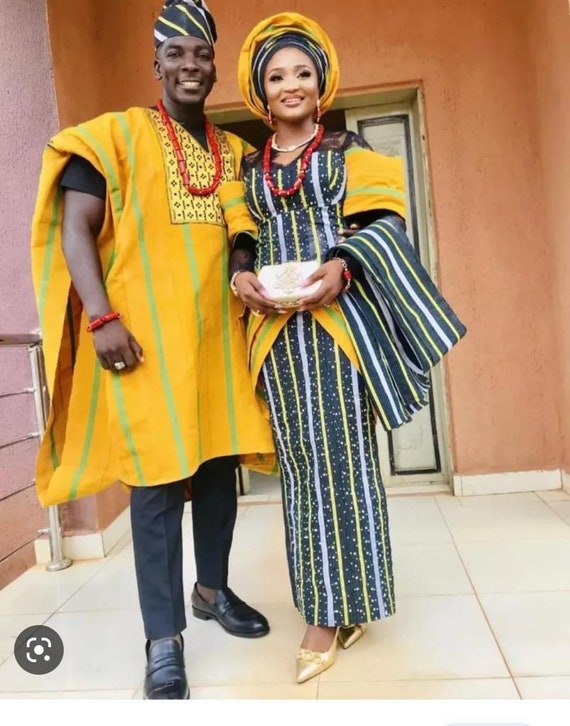 African Traditional Wedding Outfits, African Wedding Outfit, African Men  Clothing, African Women Clothing, African Fashion, African Attire. 