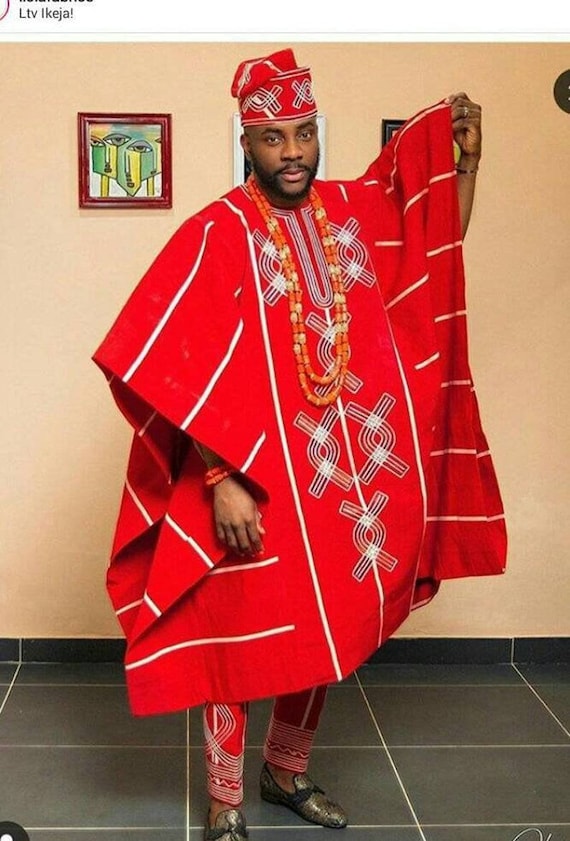 Vetements pour hommes africains Agbada et pantalon mode africaine tenue Aso oke