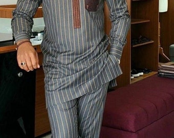 African men clothing, African black suit, African attire, African wedding suit, dashiki for men, men outfit, pant and shirt.