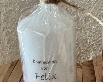 1 Kerze Gastgeschenk Komplett fertig eingepackt in Folie und Bändchen Gastgeschenk Give away Hochzeit Taufe Kommunion Konfirmation