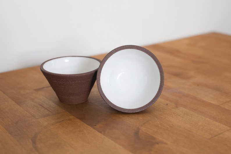 White Glazed Stoneware Set of 2 Small Nesting Bowls