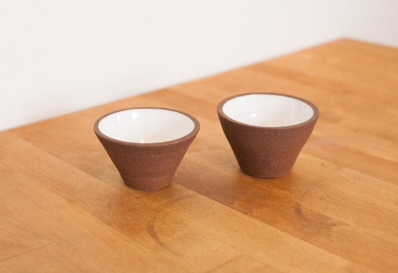 White Glazed Stoneware Set of 2 Small Nesting Bowls