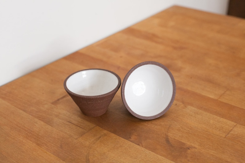 White Glazed Stoneware Set of 2 Small Nesting Bowls