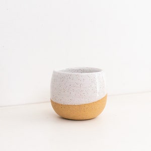 Mini Tumbler - Espresso Cup - 4 oz.  Speckled White and Brown Stoneware Cup - Mini Ceramic Tumbler
