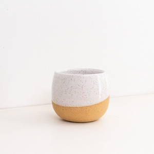 Mini Tumbler - Espresso Cup - 4 oz.  Speckled White and Brown Stoneware Cup - Mini Ceramic Tumbler