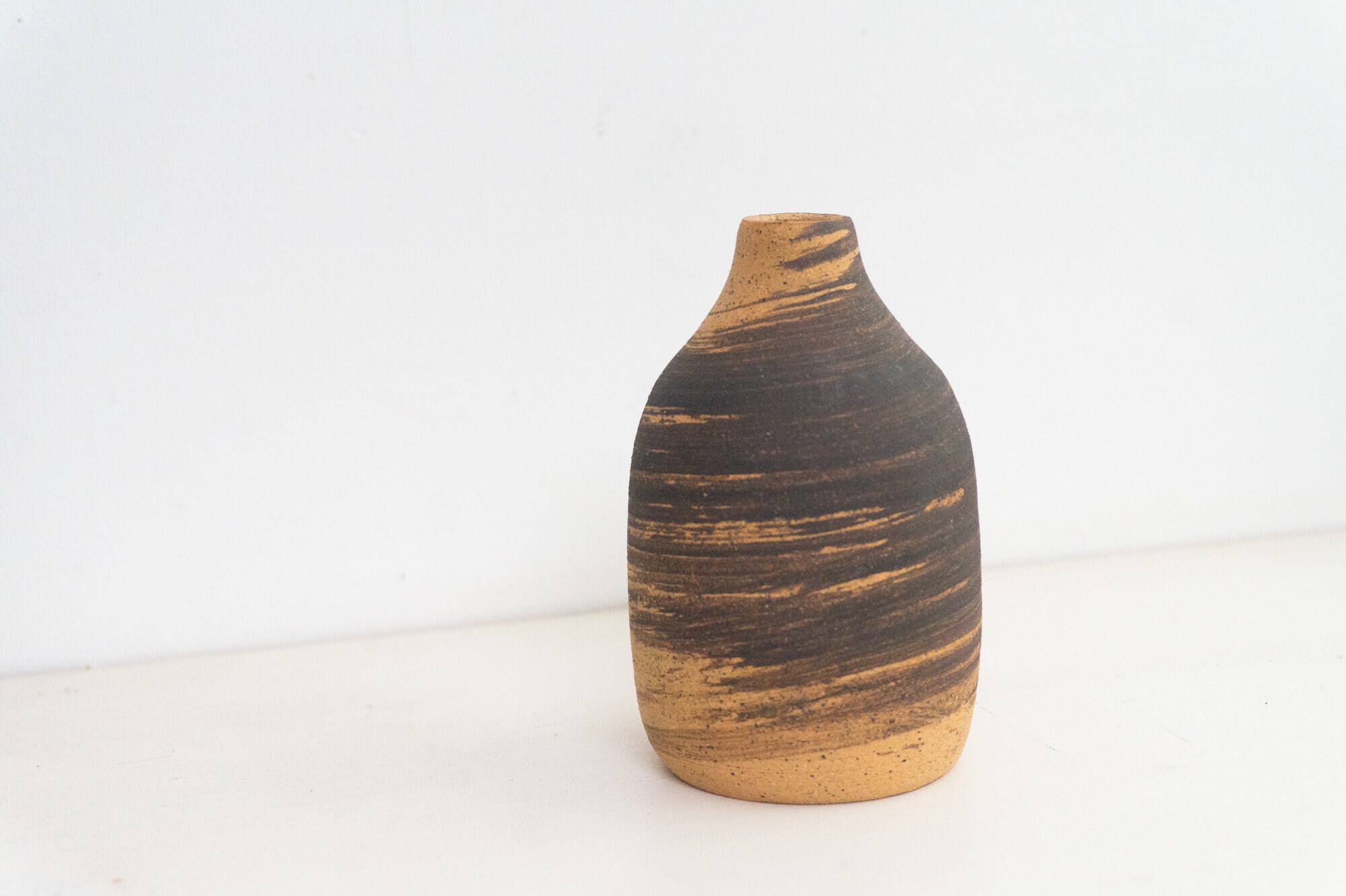 Mini Bud Vase - Black Marbled Small Ceramic Bottle Vase - Handmade ...