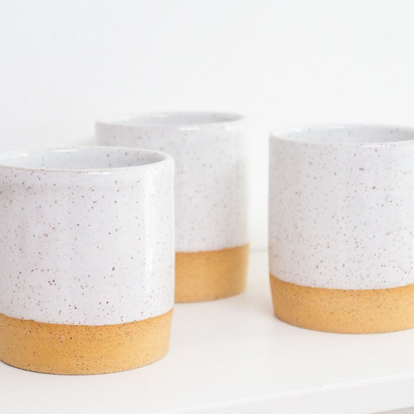 Ceramic Tumbler - Water glass, juice, tea, coffee - Glazed White Stoneware