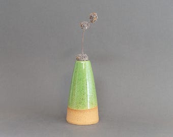 Grün gesprenkelte Keramik Vase - Handgemachtes Steinzeug - Handgemachte Keramik