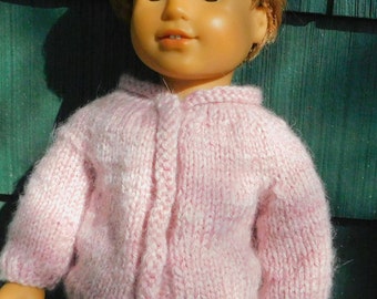 Pink, Contemporary Hand Knit Sweater for  your 18 inch doll like American Girl