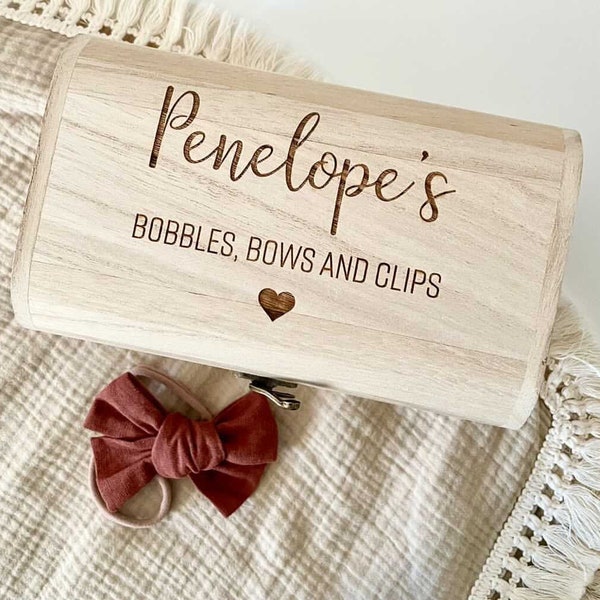 Children's Hair Bows, Bobbles, Clips | Storage Box | Keepsake | Hairdressers Play | Little Girl | Princess | Boy | Personalised | Engraved