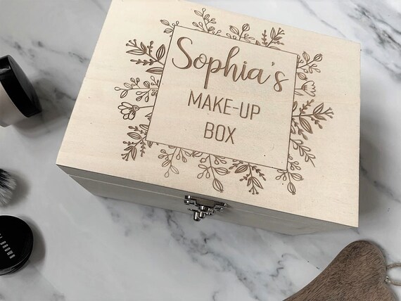 Make-up Box Storage Wooden Hair Accessories Birthday Gift Personalised  Engraved -  Singapore