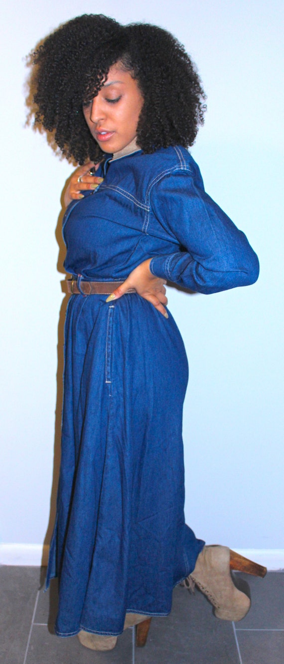 Vintage Denim Button Down Dress - image 4