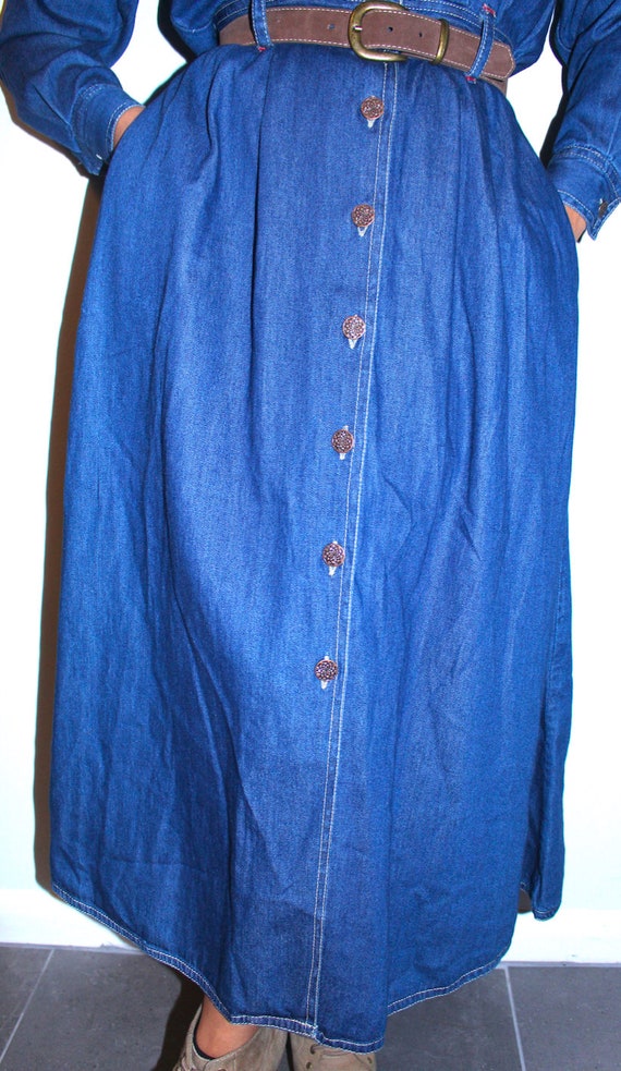 Vintage Denim Button Down Dress - image 6