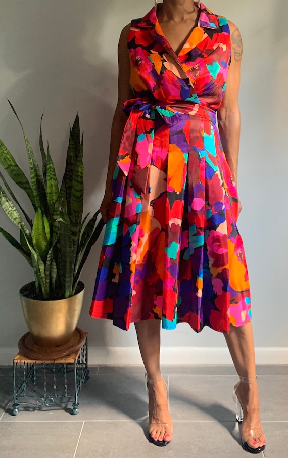 Vintage "Watercolor Pop" Dress