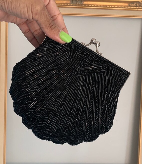 Vintage "Onyx Shell" Sequin Purse - image 3