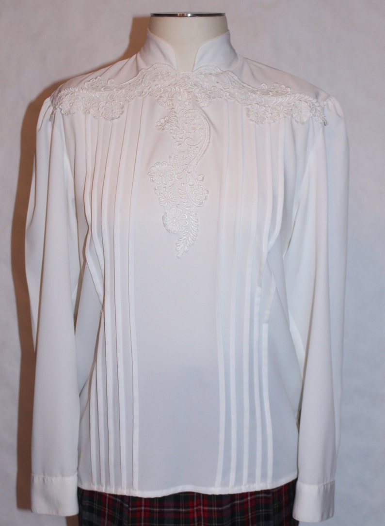 Vintage 1980s Embroidered Career Blouse