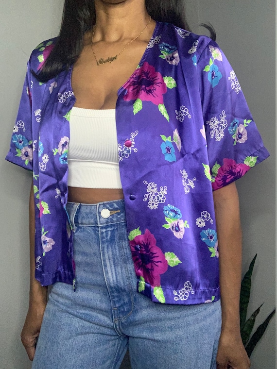 Vintage "Hibiscus" Floral Top