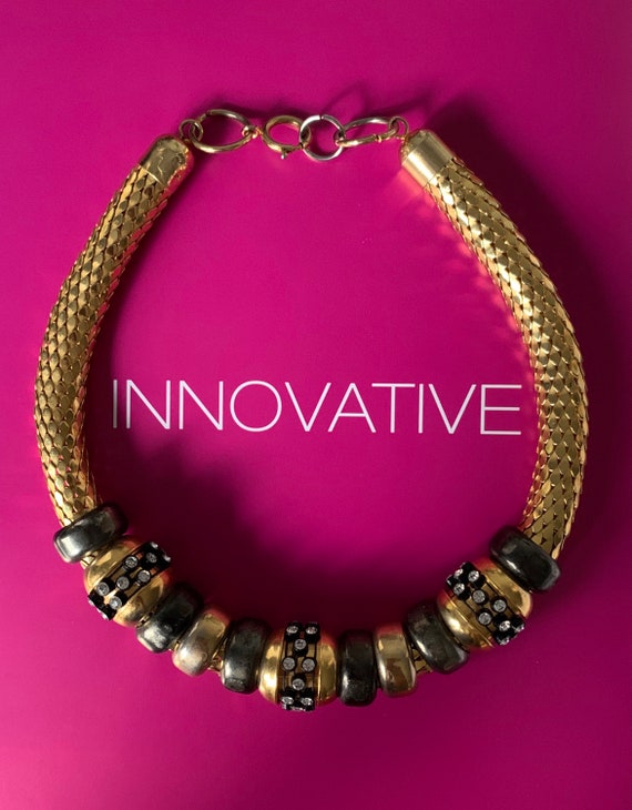 Vintage 1980s Gold Serpentine Necklace