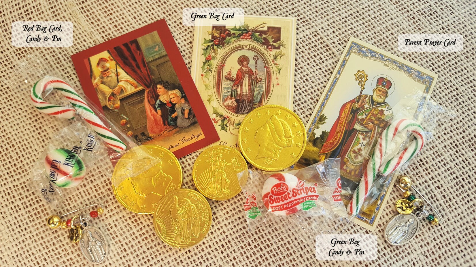 St. Nicholas Treat Bag with Prayer Card Chocolate Coins Etsy