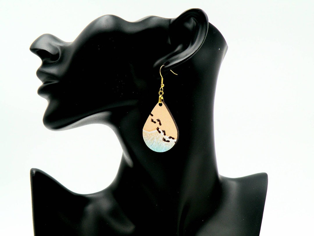 Footprints in the Sand Earrings Ocean Dangle Drop Earrings Etsy