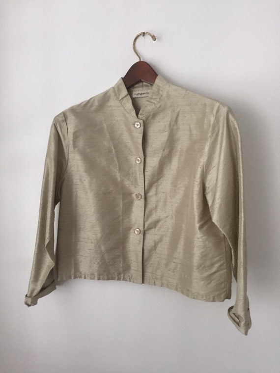silk cropped blouse | gold shantung