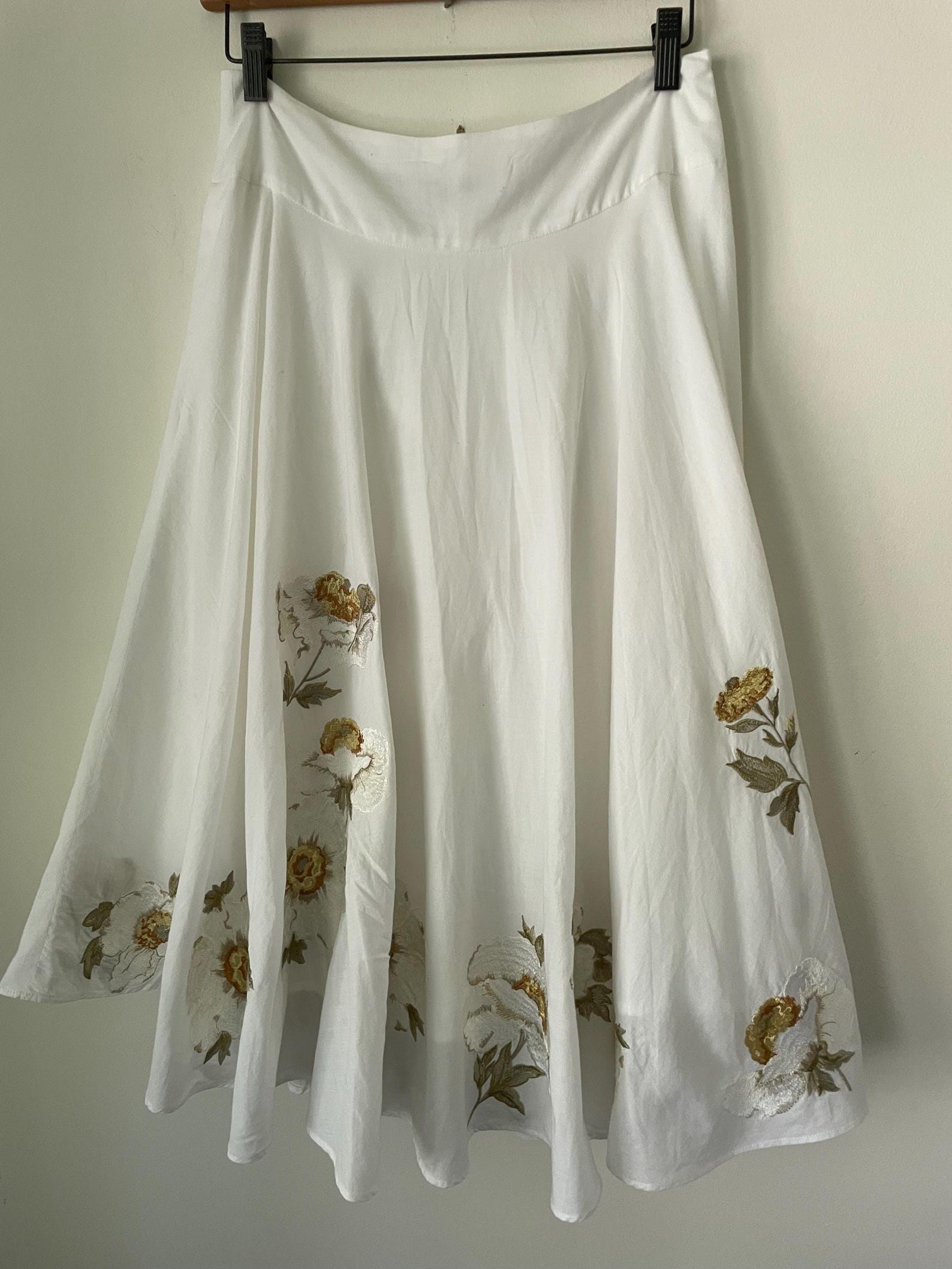 Cora Floral Embroidered Cotton Twill Skirt
