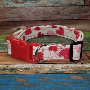 Red and pink hearts Valentine dog collar