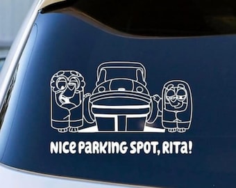 Nice Parking Spot decal; blue heeler dog; Vinyl Decal for Car Windows, Laptops, Water Bottles, etc.