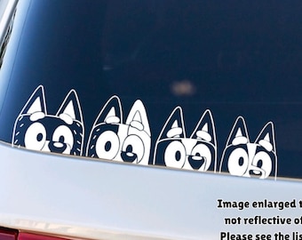Blue Dog Family Window Peekers;  Car decal; blue heeler dog; Vinyl Decal for Car Windows, Laptops, Water Bottles, etc.