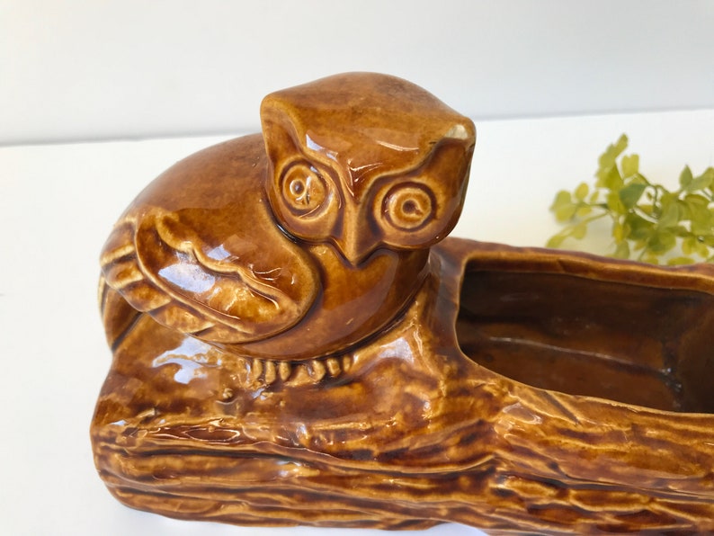 Ceramic Brown Drip Glaze Owl Planter *Boho Decor *Succulent Planter *Retro Flower Pot *Pottery