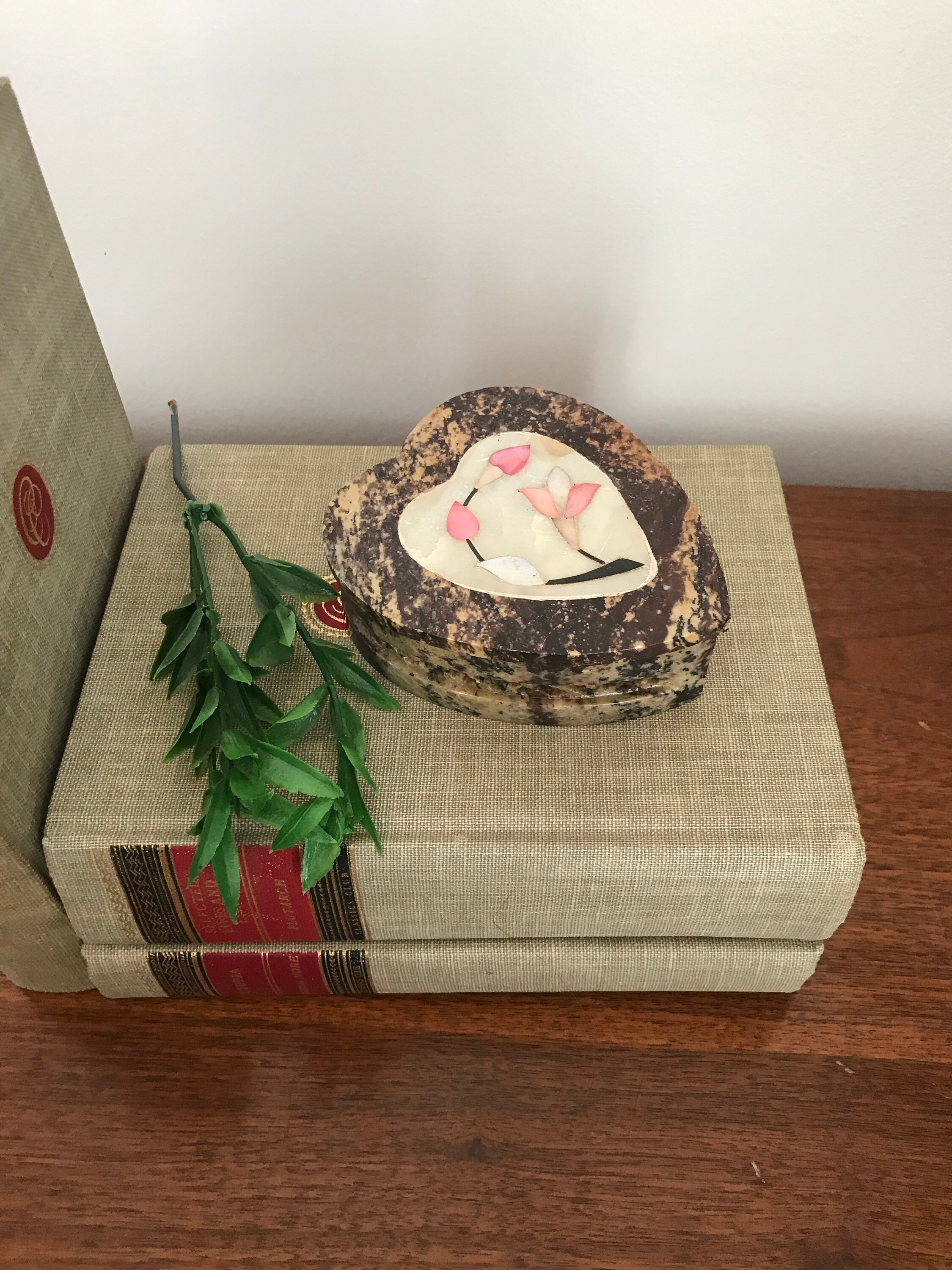 Carved Soapstone Trinket Box With Lid Heart Shaped Pink Etsy