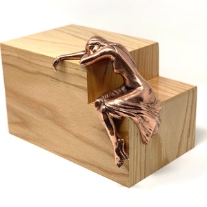 Unique Ashes Urn Weeping Angel Cremation Urn for Ashes Metal Figurine Decor Angel Memorial Funeral Casket for Human  Adults Solid Oak