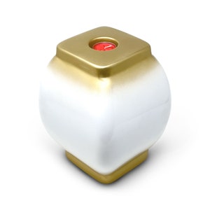 White & Gold Cremation Urn: Fibreglass Memorial Vase with Candle Holder